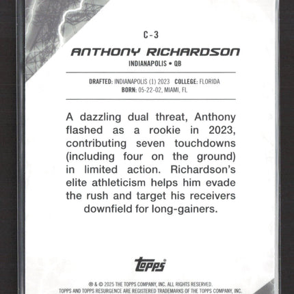 2025 Topps Resurgence Conductors Anthony Richardson #C-3 Blue 070/275