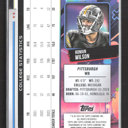 2024 Topps Chrome Roman Wilson #178 Blue Sonarama 45/99 RC