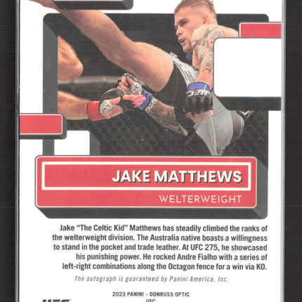 2023 Panini Donruss Optic UFC Jake Matthews #116 Purple Auto
