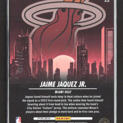 2024 Panini NBA Hoops Premium Stock City Edition Jaime Jaquez #22 Red Wave RC