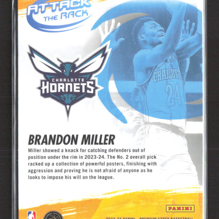 2024 Panini NBA Hoops Premium Stock Attack the Rack Brandon Miller #10 RC