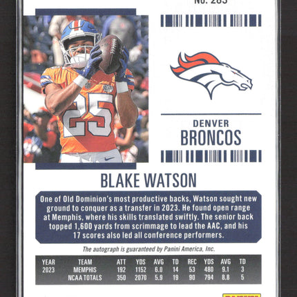 2025 Panini Contenders Football Midfield Ticket Blake Watson #283 RC 18/50 Auto