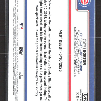 2025 Topps Update Series Cade Horton #US214 Orange Black Orange