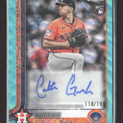 2025 Topps Chrome Colton Gordon #AC-CG Aqua Wave Refractor 118/199 RC Auto