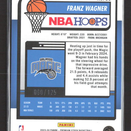2024 Panini NBA Hoops Premium Stock Franz Wagner #85 Orange Cracked Ice /125