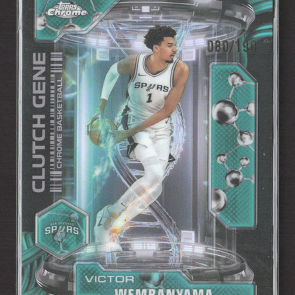2025 Topps Chrome Clutch Gene Victor Wembanyama #CG-17 Aqua 080/198