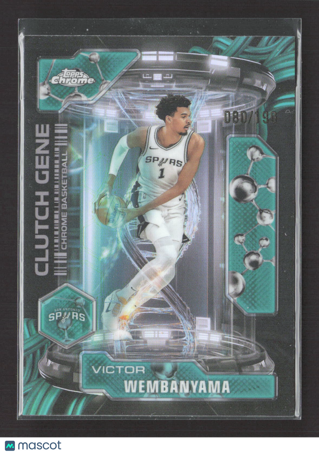 2025 Topps Chrome Clutch Gene Victor Wembanyama #CG-17 Aqua 080/198