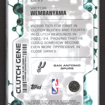 2025 Topps Chrome Clutch Gene Victor Wembanyama #CG-17 Aqua 080/198