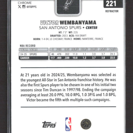 2025 Topps Chrome Victor Wembanyama #221 Refractor