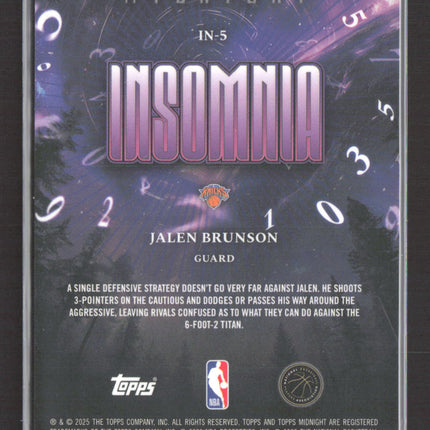 2025 Topps Midnight Insomnia Jalen Brunson #IN-5