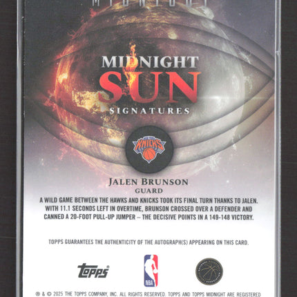 2025 Topps Midnight Midnight Sun Signatures Jalen Brunson #MS-JB 05/35 Auto