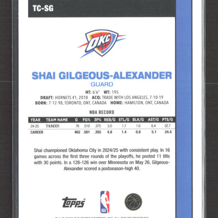 2025 Topps Chrome Shai Gilgeous-Alexander #TC-SG Blue Pattern 013/150