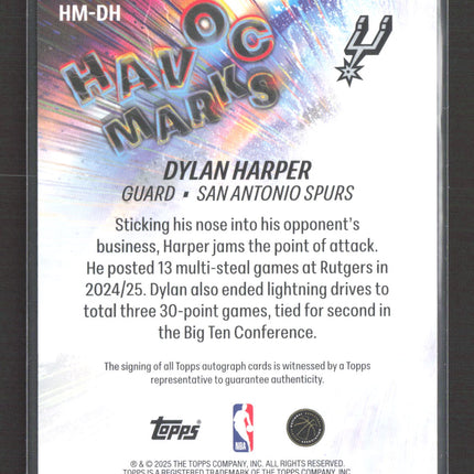 2025 Topps Havoc Marks Dylan Harper #HM-DH RC Auto