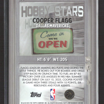 2025 Topps Bowman Chrome Hobby Stars Cooper Flagg #HS-3 RC 39/50