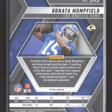 2025 Panini Mosaic Football Konata Mumpfield #393 Orange Honeycomb RC