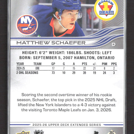 2025 Upper Deck Extended Series Matthew Schaefer #746