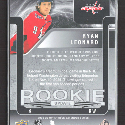 2026 Upper Deck Extended Series Rookie Update Ryan Leonard #RU-1 1898/1999