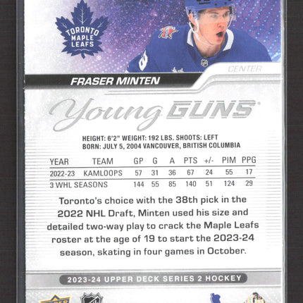 2024 Upper Deck Series 2 Young Guns Fraser Minten #482