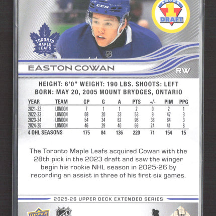2025 Upper Deck Extended Series Easton Cowan #748