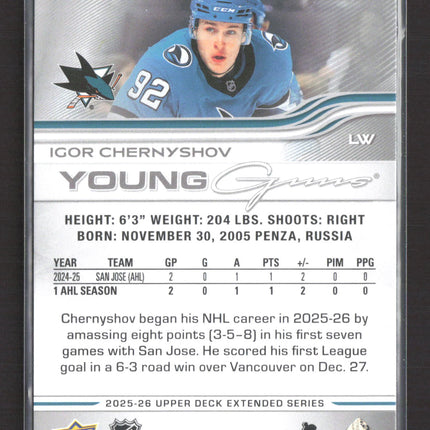 2026 Upper Deck Extended Series Young Guns Igor Chernyshov #739