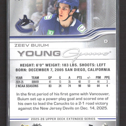 2026 Upper Deck Extended Series Young Guns Zeev Buium #707