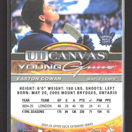 2026 Upper Deck Extended Series UD Canvas Young Guns Easton Cowan #C-382