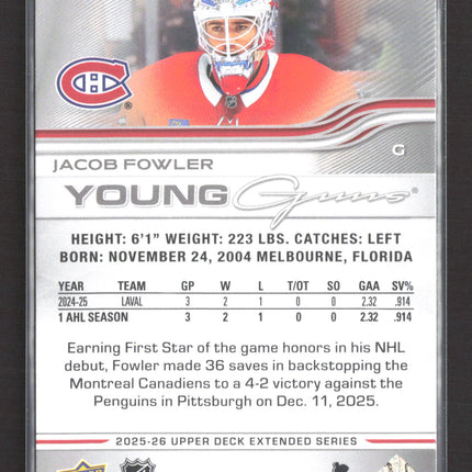 2026 Upper Deck Extended Series Young Guns Jacob Fowler #724