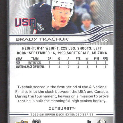2026 Upper Deck Extended Series Outburst Brady Tkachuk #698 Silver