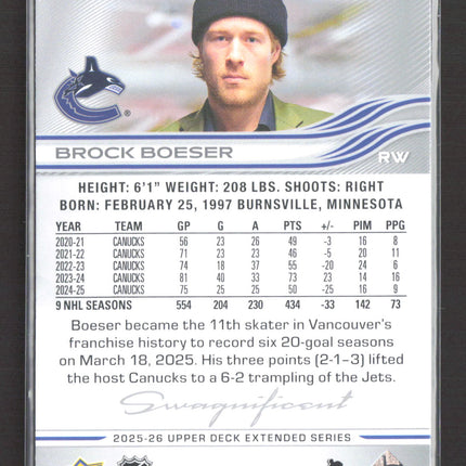 2024 Upper Deck Extended Series Brock Boeser #628 Swagnificent