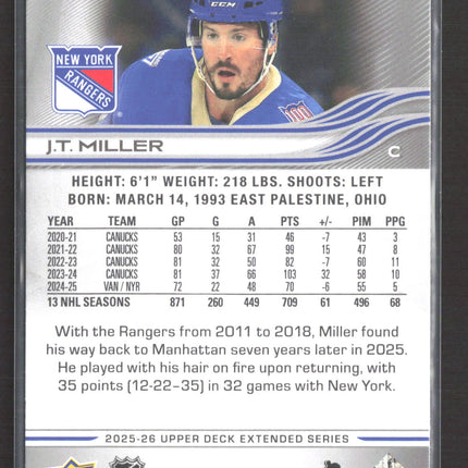 2026 Upper Deck Extended Series Deluxe J.T. Miller #585 /250