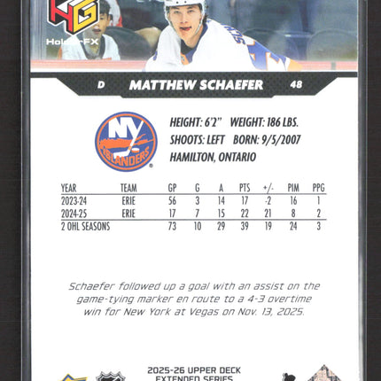 2025 Upper Deck Extended Series HoloGrFX Matthew Schaefer #HG-7