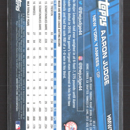 2017 Topps Holiday Aaron Judge #HMW99 Snowflake RC