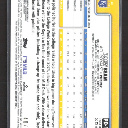 2025 Topps Pro Debut Drew Beam #PD-144 Teal Auto /75