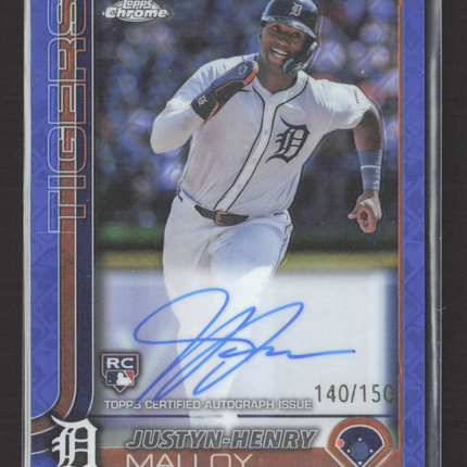 2025 Topps Chrome Justyn-Henry Malloy #RA-JM Blue Logofractor 140/150 RC Auto