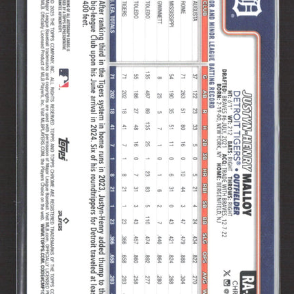 2025 Topps Chrome Justyn-Henry Malloy #RA-JM Blue Logofractor 140/150 RC Auto