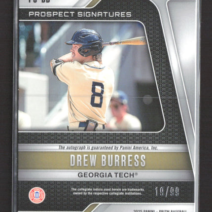 2025 Panini Prizm Baseball Drew Burress #PS-DB 19/99 Prospect Signatures Auto