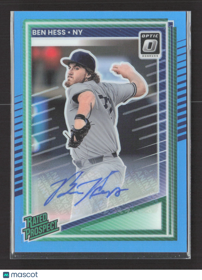 2025 Panini Donruss Optic Baseball Ben Hess #184 Blue Rated Prospect 33/35 Auto