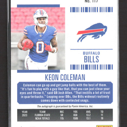 2025 Panini Contenders Rookie Ticket Keon Coleman #117 RC Auto
