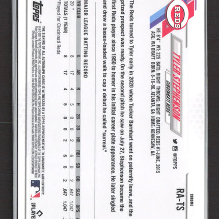 2021 Topps Chrome Sapphire Edition Tyler Stephenson #RA-TS RC Auto