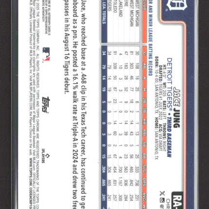 2025 Topps Chrome Jace Jung #RA-JJ RC Auto