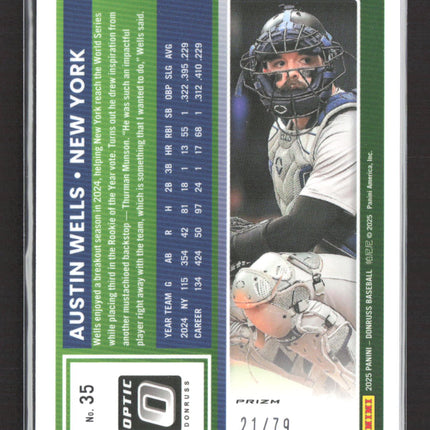 2025 Panini Donruss Optic Prizm Austin Wells #35 Pink Velocity /79