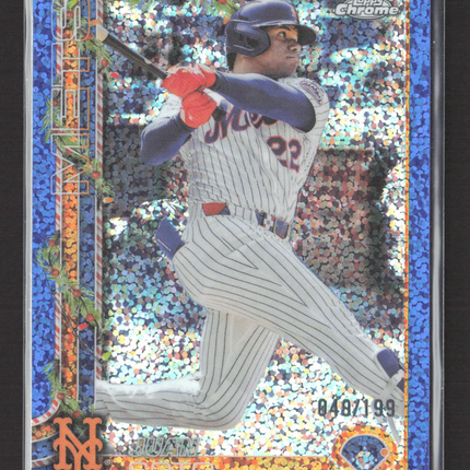 2025 Topps Chrome Holiday Juan Soto #HC150 Blue Speckle Refractor 048/199