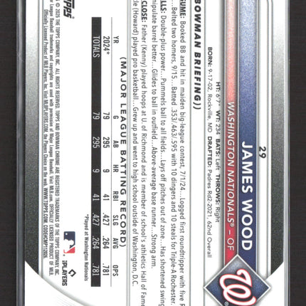 2025 Bowman Chrome James Wood #29 Xfractor Refractor RC 298/499