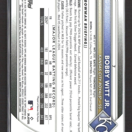 2025 Topps Bowman Chrome Bobby Witt Jr. #7 Refractor 039/100