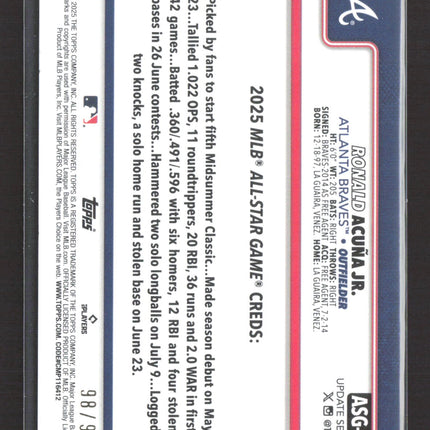 2025 Topps Update Series Ronald Acuna Jr. #ASG-18 Green /99