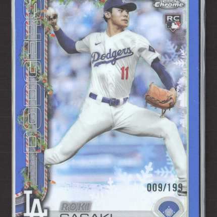 2025 Topps Chrome Holiday Roki Sasaki #HC23 Blue RC 009/199