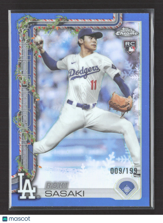 2025 Topps Chrome Holiday Roki Sasaki #HC23 Blue RC 009/199