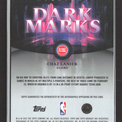 2025 Topps Midnight Dark Marks Chaz Lanier #DMR-CL 06/75 Auto