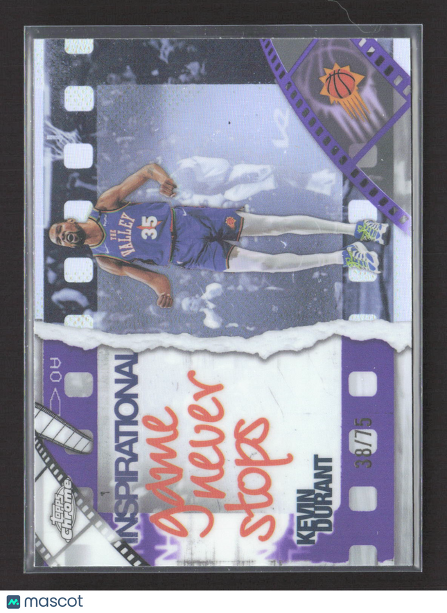 2025 Topps Chrome Inspirational Kevin Durant #IP-4 Purple Refractor 38/75