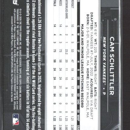 2026 Topps Chrome Black Cam Schlittler #98 RC